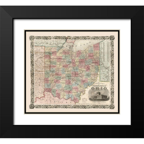 Ohio - Colton 1851 Black Modern Wood Framed Art Print with Double Matting by Colton