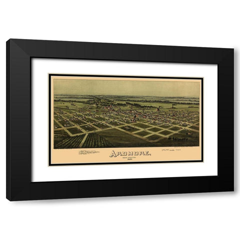 Ardmore Oklahoma - Fowler 1891 Black Modern Wood Framed Art Print with Double Matting by Fowler