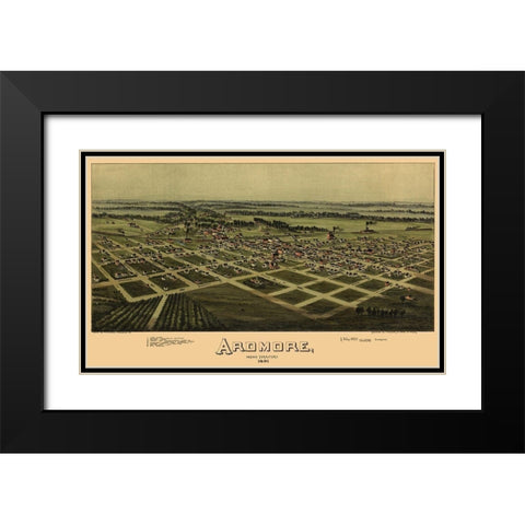 Ardmore Oklahoma - Fowler 1891 Black Modern Wood Framed Art Print with Double Matting by Fowler