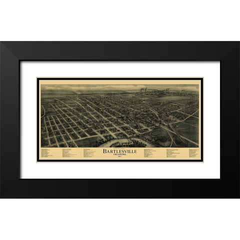 Bartlesville Oklahoma - Fowler 1917 Black Modern Wood Framed Art Print with Double Matting by Fowler