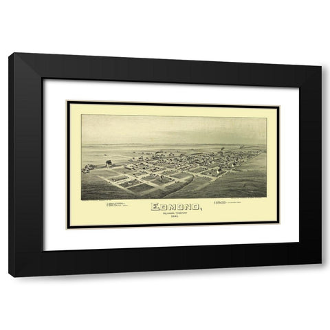 Edmond Oklahoma - Fowler 1891 Black Modern Wood Framed Art Print with Double Matting by Fowler