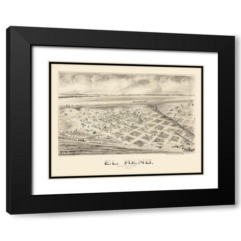 El Reno Oklahoma - Fowler 1891 Black Modern Wood Framed Art Print with Double Matting by Fowler