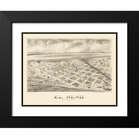 El Reno Oklahoma - Fowler 1891 Black Modern Wood Framed Art Print with Double Matting by Fowler