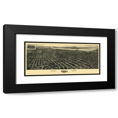 Tulsa Oklahoma - Fowler 1918 Black Modern Wood Framed Art Print with Double Matting by Fowler