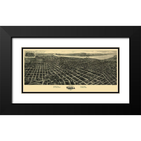 Tulsa Oklahoma - Fowler 1918 Black Modern Wood Framed Art Print with Double Matting by Fowler