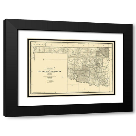 Oklahoma Arapahoe Territory - 1894 Black Modern Wood Framed Art Print with Double Matting by King