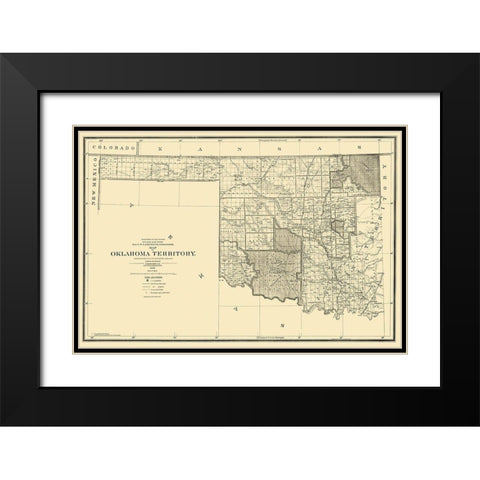 Oklahoma Arapahoe Territory - 1894 Black Modern Wood Framed Art Print with Double Matting by King