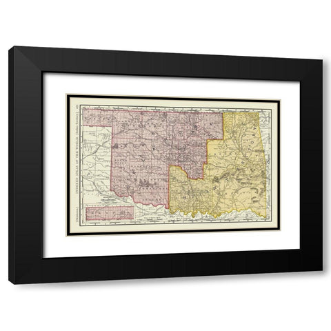 Oklahoma Indian Territory - Rand McNally 1897 Black Modern Wood Framed Art Print with Double Matting by Rand McNally