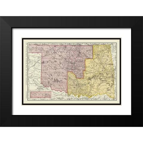 Oklahoma Indian Territory - Rand McNally 1897 Black Modern Wood Framed Art Print with Double Matting by Rand McNally
