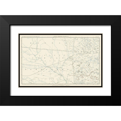 Oklahoma Indian Territory and Surrounding States Black Modern Wood Framed Art Print with Double Matting by Bien