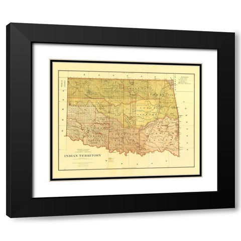 Oklahoma Indian Territory - Roeser 1879 Black Modern Wood Framed Art Print with Double Matting by Roeser