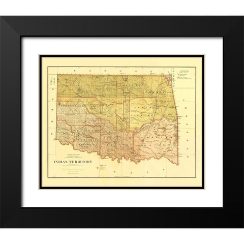 Oklahoma Indian Territory - Roeser 1879 Black Modern Wood Framed Art Print with Double Matting by Roeser