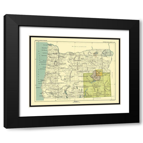 Oregon - Grande Ronde - Hoen 1896 Black Modern Wood Framed Art Print with Double Matting by Hoen