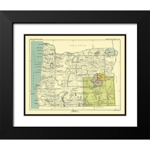 Oregon - Grande Ronde - Hoen 1896 Black Modern Wood Framed Art Print with Double Matting by Hoen