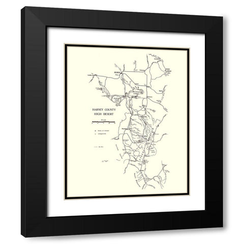 Harney Oregon - Palmer 1970 Black Modern Wood Framed Art Print with Double Matting by Palmer