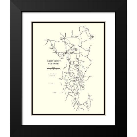 Harney Oregon - Palmer 1970 Black Modern Wood Framed Art Print with Double Matting by Palmer