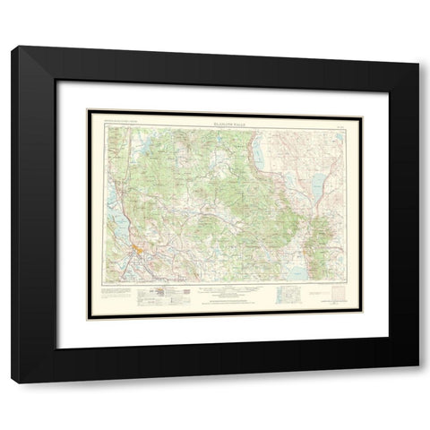 Klamath Falls Oregon California Quad - USGS 1968 Black Modern Wood Framed Art Print with Double Matting by USGS