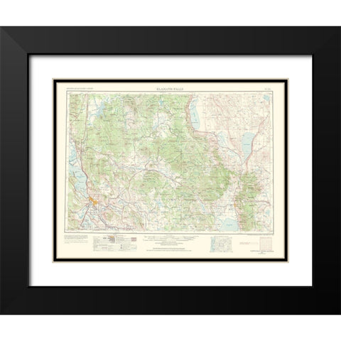 Klamath Falls Oregon California Quad - USGS 1968 Black Modern Wood Framed Art Print with Double Matting by USGS