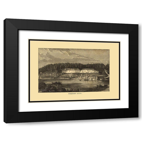 Oregon City Oregon - Richardson 1850 Black Modern Wood Framed Art Print with Double Matting by Richardson