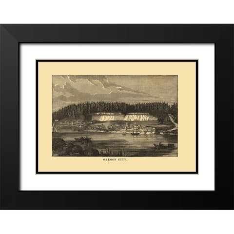 Oregon City Oregon - Richardson 1850 Black Modern Wood Framed Art Print with Double Matting by Richardson
