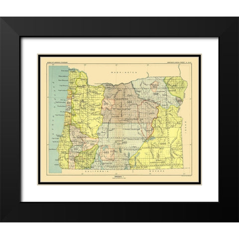 Oregon - Hoen 1896 Black Modern Wood Framed Art Print with Double Matting by Hoen