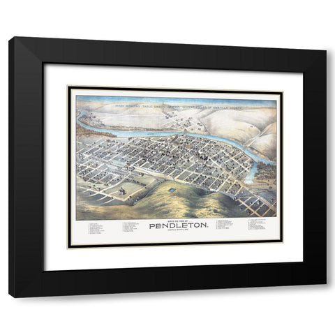 Pendleton Oregon - Dakin 1890 Black Modern Wood Framed Art Print with Double Matting by Dakin