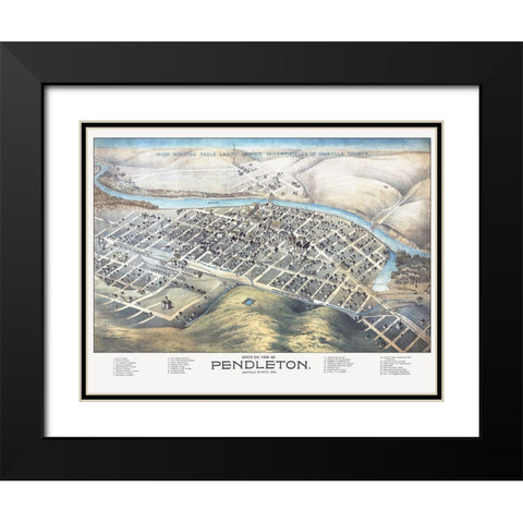 Pendleton Oregon - Dakin 1890 Black Modern Wood Framed Art Print with Double Matting by Dakin