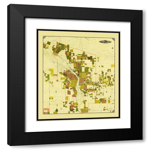 Portland Oregon - Crocker 1901 Black Modern Wood Framed Art Print with Double Matting by Crocker