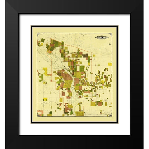 Portland Oregon - Crocker 1901 Black Modern Wood Framed Art Print with Double Matting by Crocker