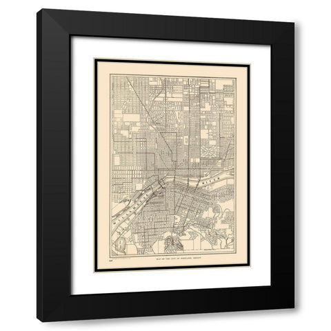 Portland Oregon - Reynold 1921 Black Modern Wood Framed Art Print with Double Matting by Reynold