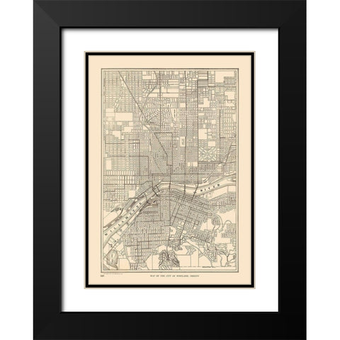 Portland Oregon - Reynold 1921 Black Modern Wood Framed Art Print with Double Matting by Reynold