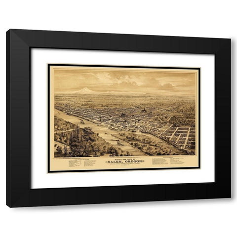 Salem Oregon - Smith 1876 Black Modern Wood Framed Art Print with Double Matting by Smith
