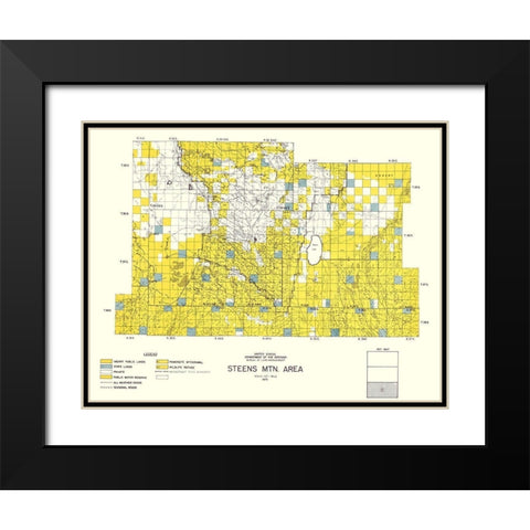 Steens Mountain Southern Oregon - DOI 1970 Black Modern Wood Framed Art Print with Double Matting by DOI