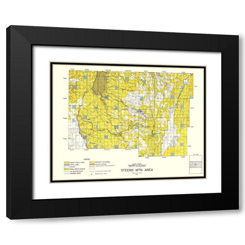 Steens Mountain Central Oregon - DOI 1970 Black Modern Wood Framed Art Print with Double Matting by DOI