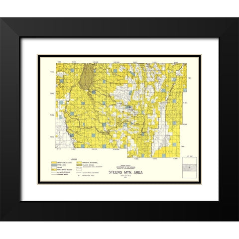 Steens Mountain Central Oregon - DOI 1970 Black Modern Wood Framed Art Print with Double Matting by DOI