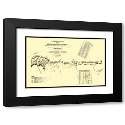 Oregon Trail Wyoming 3 of 7 - Fremont 1846 Black Modern Wood Framed Art Print with Double Matting by Fremont