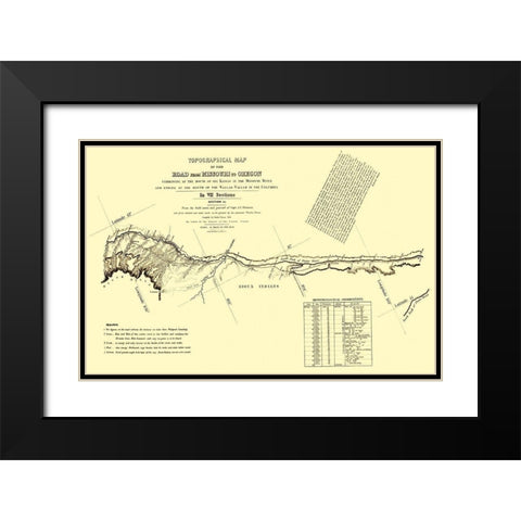 Oregon Trail Wyoming 3 of 7 - Fremont 1846 Black Modern Wood Framed Art Print with Double Matting by Fremont