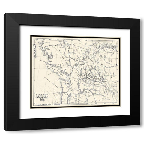 Oregon Territory - 1846 Black Modern Wood Framed Art Print with Double Matting by Unknown