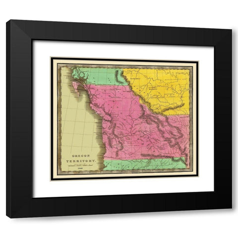 Oregon Territory - Greenleaf 1840 Black Modern Wood Framed Art Print with Double Matting by Greenleaf