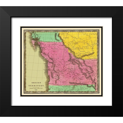 Oregon Territory - Greenleaf 1840 Black Modern Wood Framed Art Print with Double Matting by Greenleaf