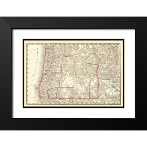 Oregon - 1879 Black Modern Wood Framed Art Print with Double Matting by Unknown