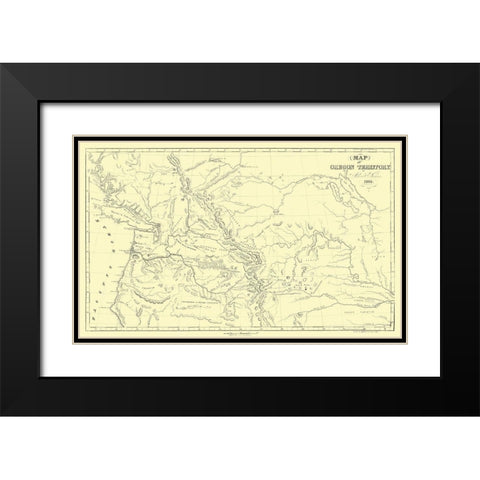 Oregon Territory - Parker 1838 Black Modern Wood Framed Art Print with Double Matting by Parker