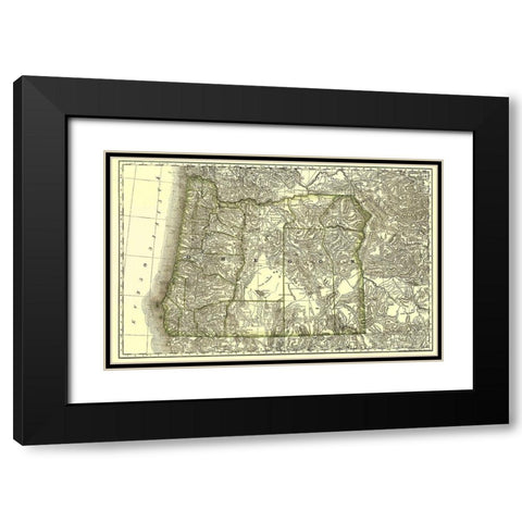 Oregon - Rand McNally 1876 Black Modern Wood Framed Art Print with Double Matting by Rand McNally