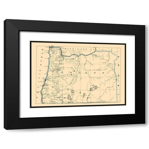 Oregon - Holdredge 1866 Black Modern Wood Framed Art Print with Double Matting by Holdredge