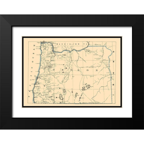 Oregon - Holdredge 1866 Black Modern Wood Framed Art Print with Double Matting by Holdredge