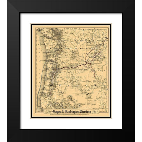 Oregon, Washington - Colton 1880 Black Modern Wood Framed Art Print with Double Matting by Colton