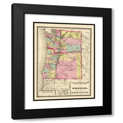 Oregon, Washington - Baltimore 1873 Black Modern Wood Framed Art Print with Double Matting by Baltimore