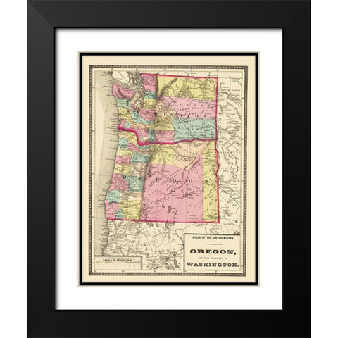 Oregon, Washington - Baltimore 1873 Black Modern Wood Framed Art Print with Double Matting by Baltimore