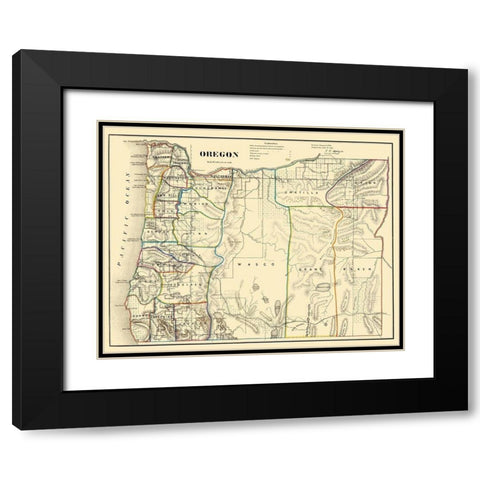 Oregon - USGLO 1866 Black Modern Wood Framed Art Print with Double Matting by USGLO
