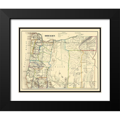 Oregon - USGLO 1866 Black Modern Wood Framed Art Print with Double Matting by USGLO